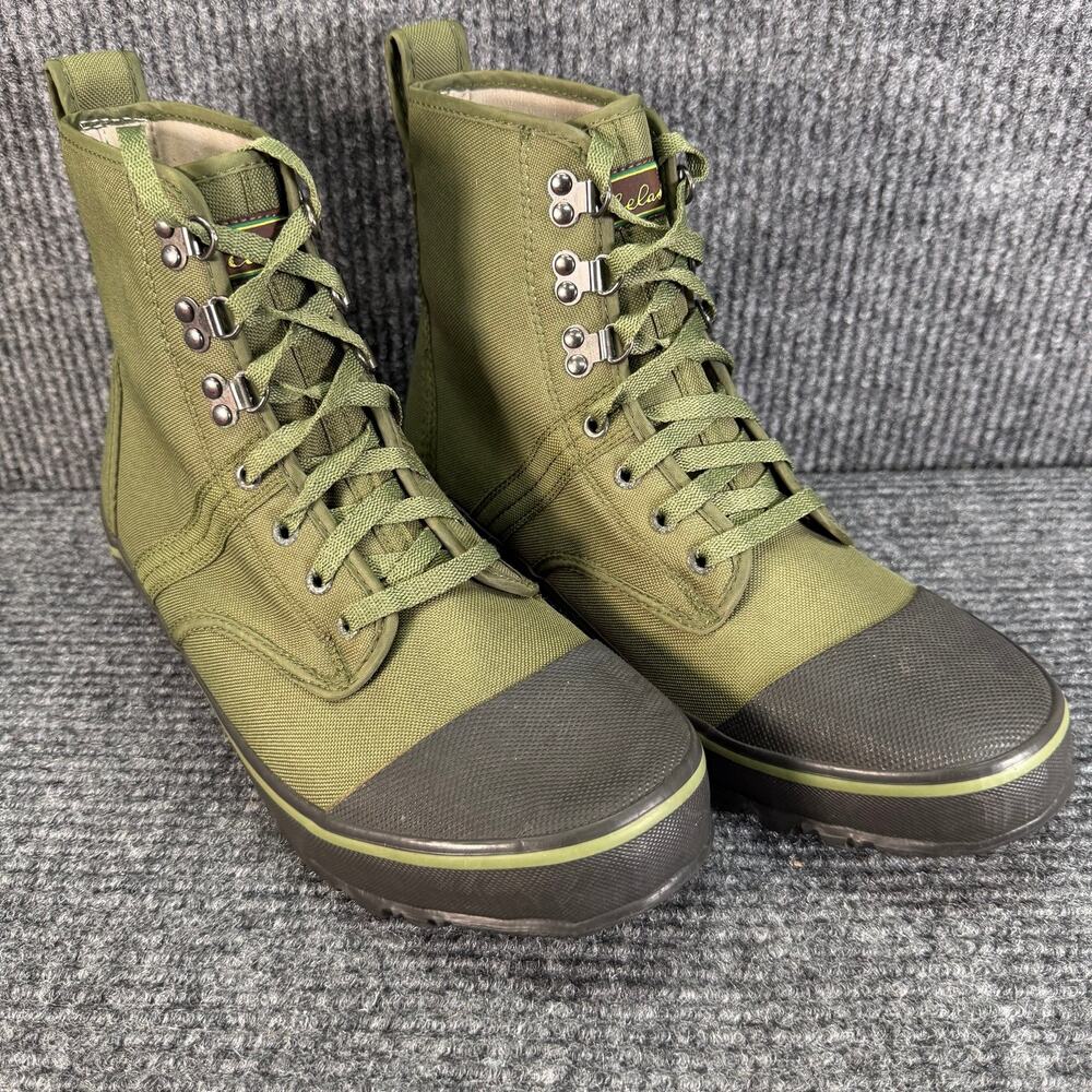 Cabela's Men's 12 Olive Green Canvas Steel Shank Hunting Fishing Utility Boots
